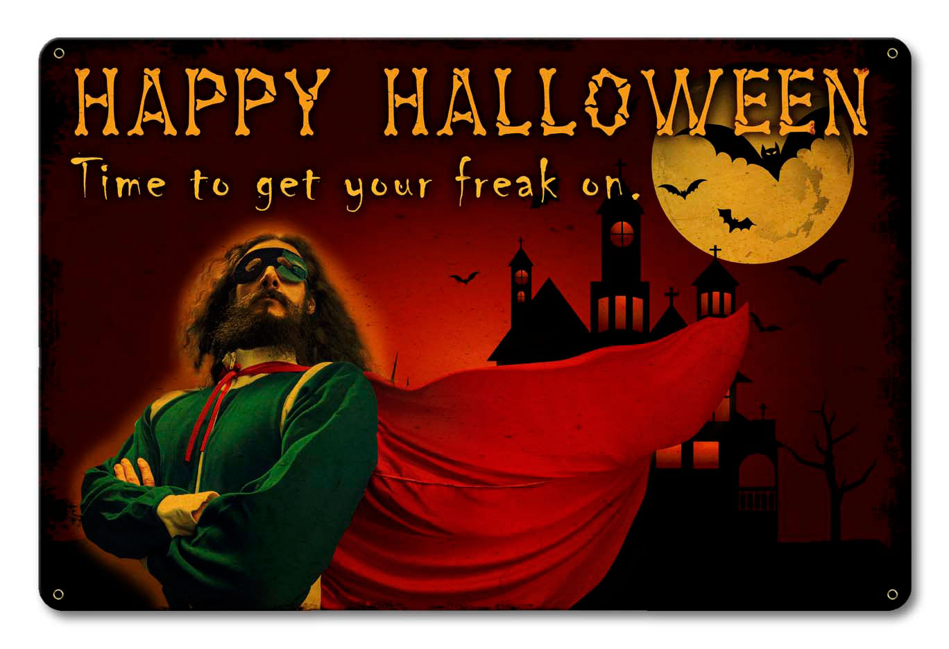 Halloween Get Your Freak On Vintage Sign