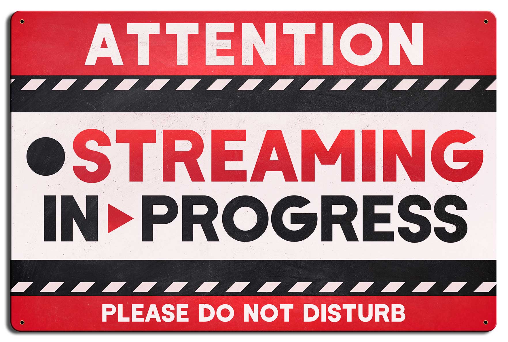 STREAMING IN PROGRESS RED Vintage Sign