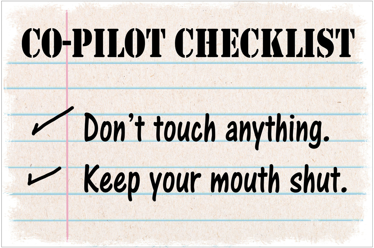 Airplane Checklist Vintage Sign