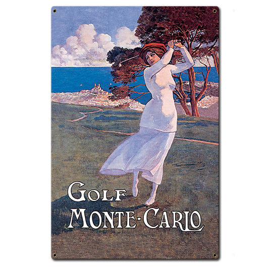 Golf Monte Carlo Vintage Metal Sign 16in X 24in 