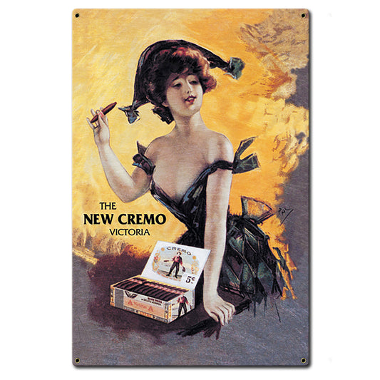 1900's Cremo Cigar Ad Metal Sign 16in X 24in 