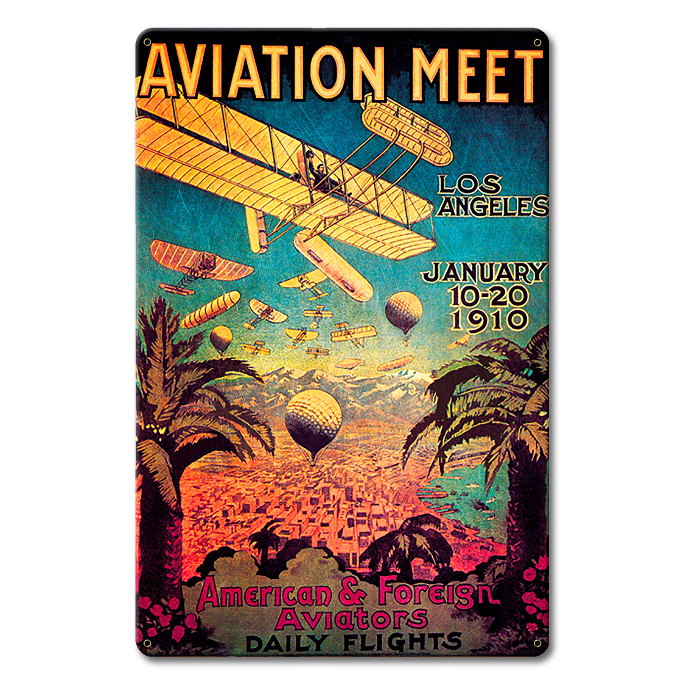 1910 Aviation Meet LA Metal Sign 12in X 18in 