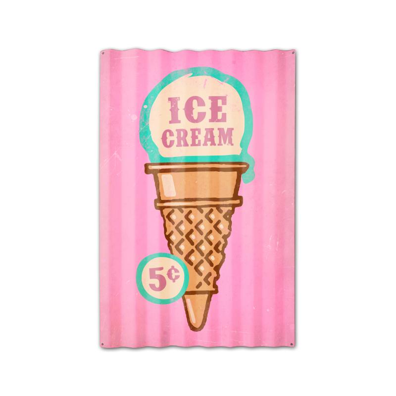 Ice Cream Corrugated Vintage Sign