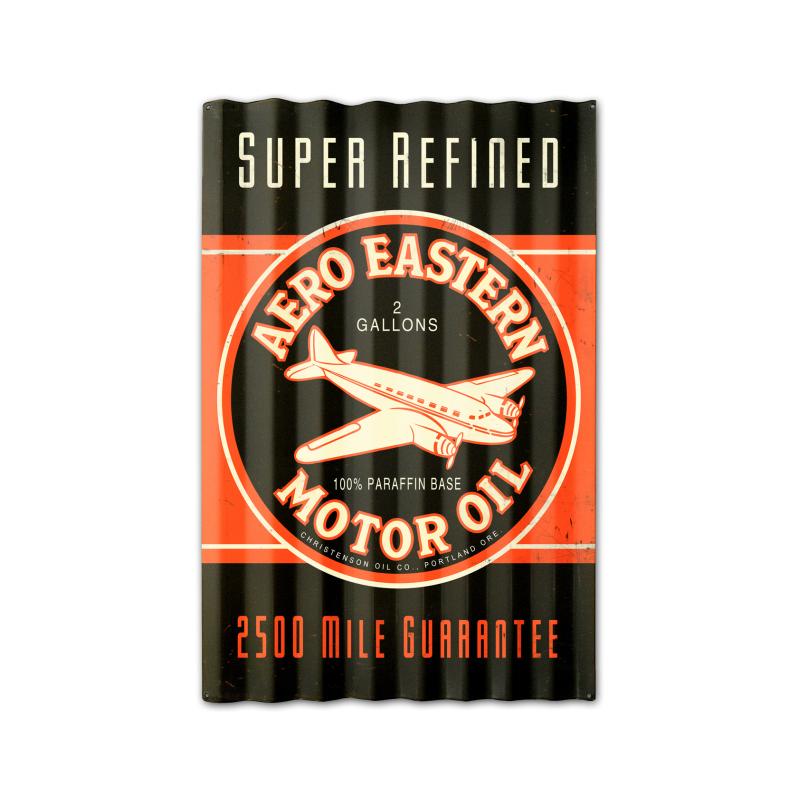 Aero Eastern Motor Oil Corrugated Vintage Sign