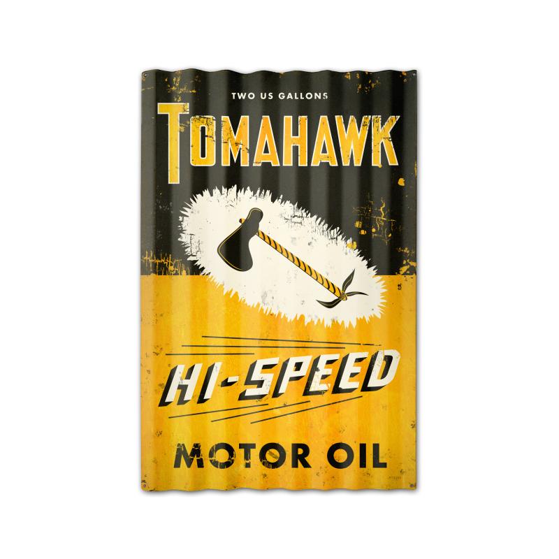 Tomahawk Oil Corrugated Vintage Sign