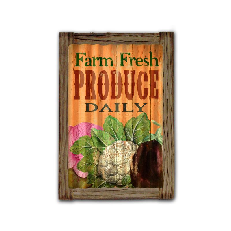 Farm Fresh Corrugated Framed Vintage Sign