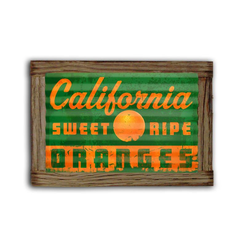 California Oranges Corrugated Framed Vintage Sign