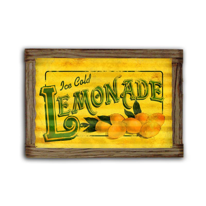 Lemonade Corrugated Framed Vintage Sign