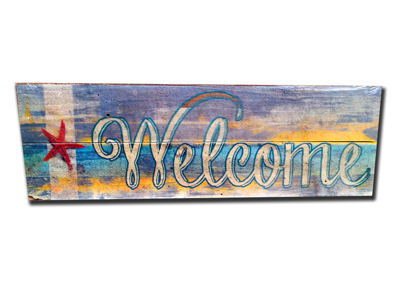 Beach Themed Welcome Wood Sign Vintage Sign