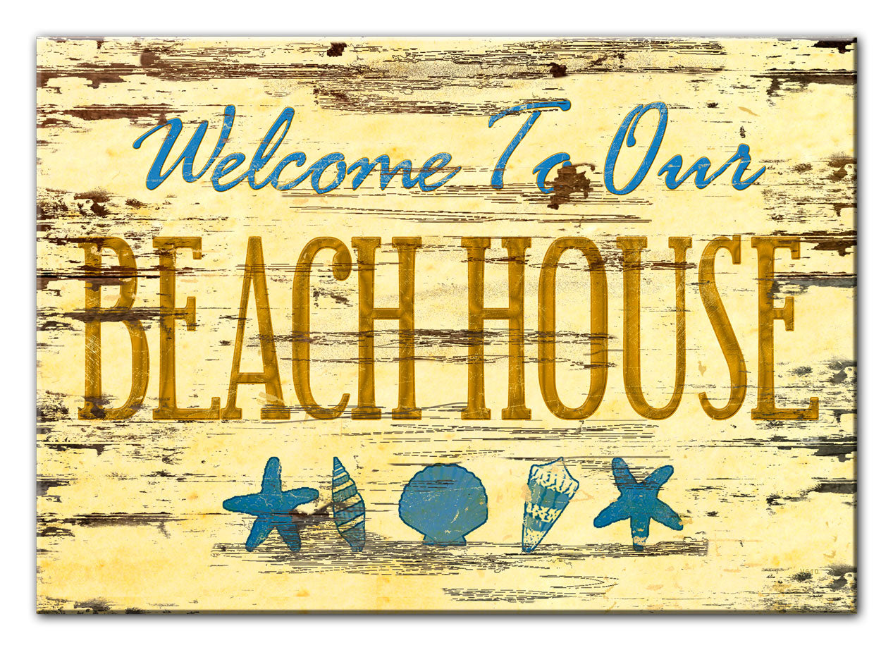 Wood Print Beach House Sign Vintage Sign