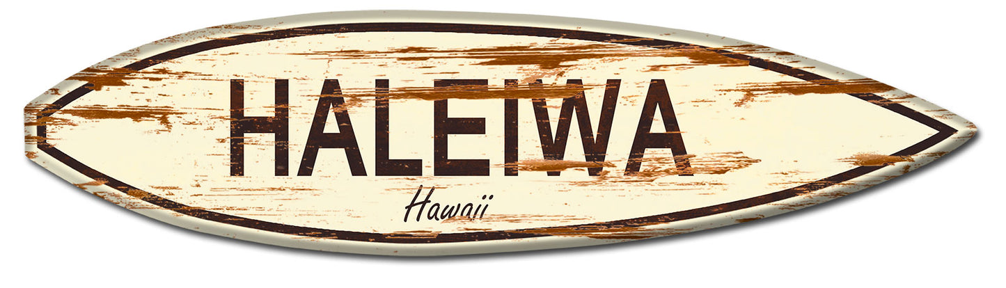 Haleiwa Surf Board Wood Print Vintage Sign