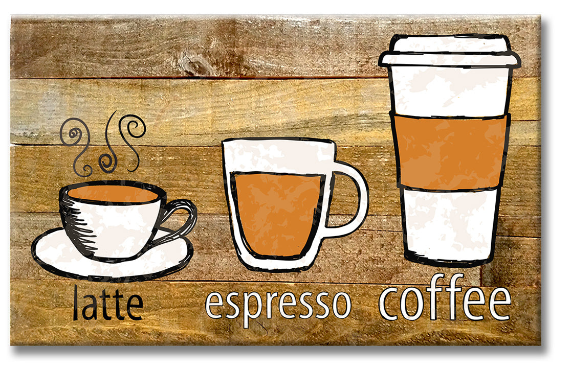 Latte Espresso Coffee Wood Print Vintage Sign