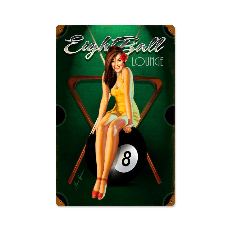 Eight Ball Pinup Vintage Sign