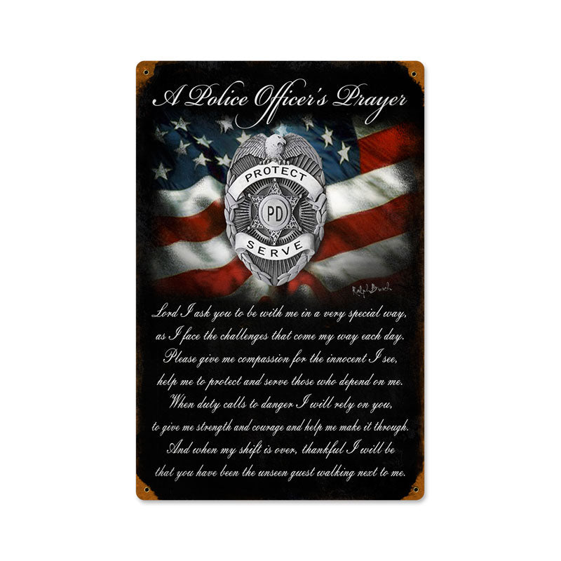 Police Officers Prayer Vintage Sign