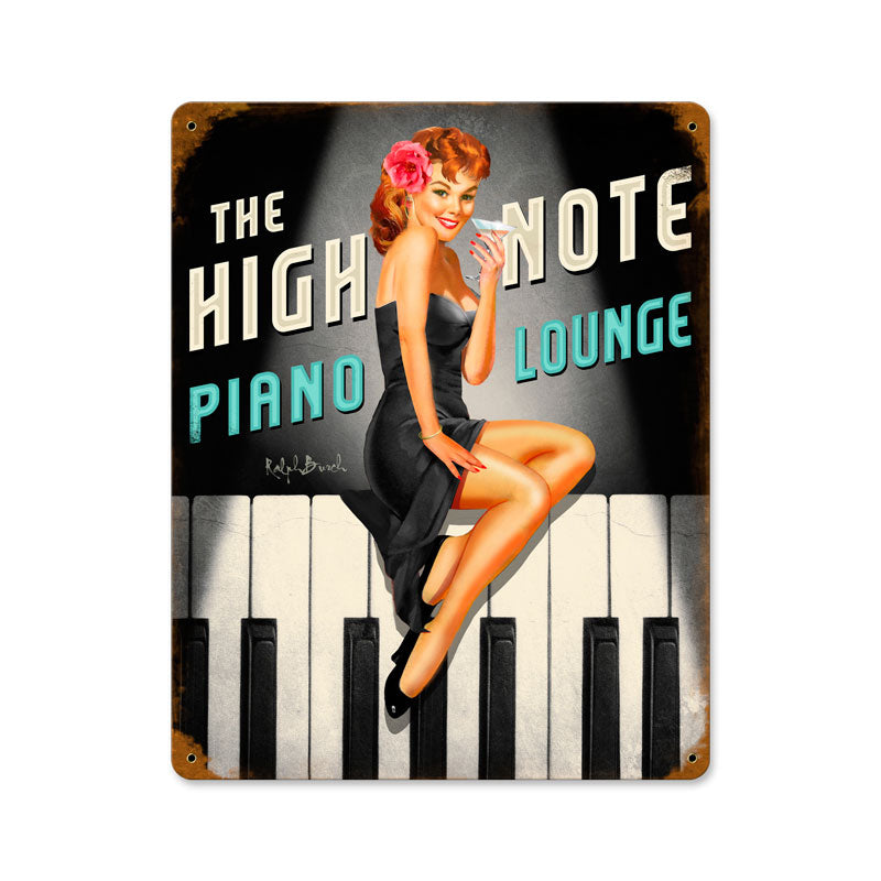 High Note Piano Lounge Vintage Sign