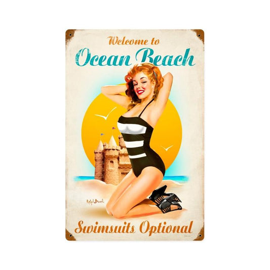 Ocean Beach Girl Vintage Sign