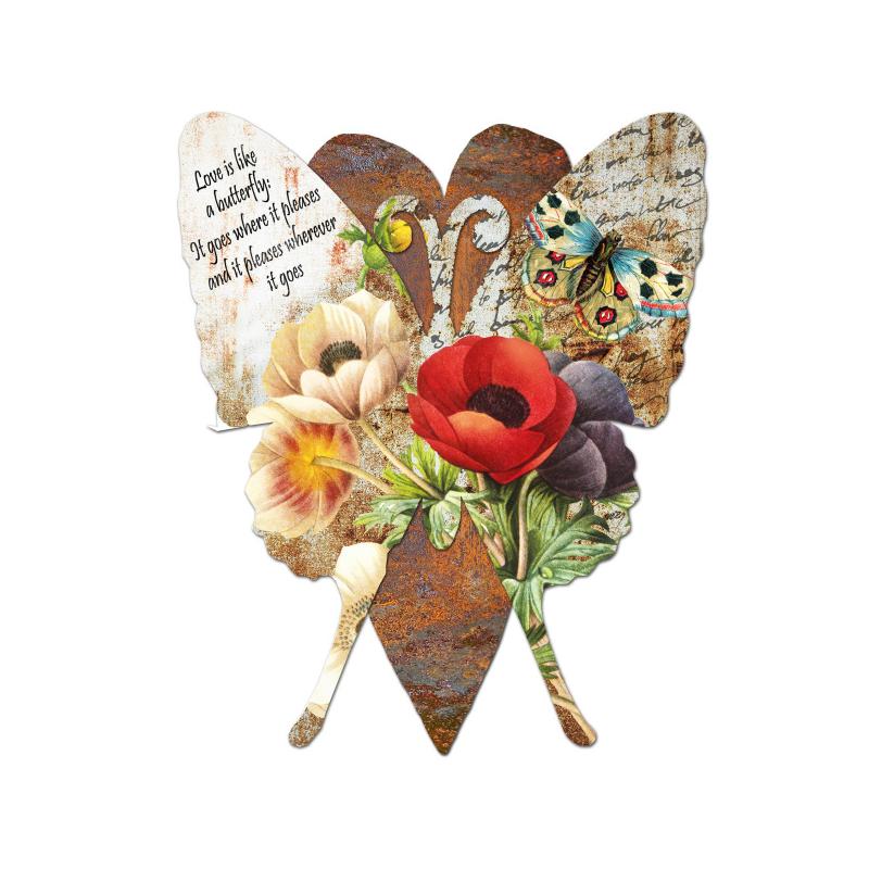 3-D Butterfly Heart   Vintage Sign