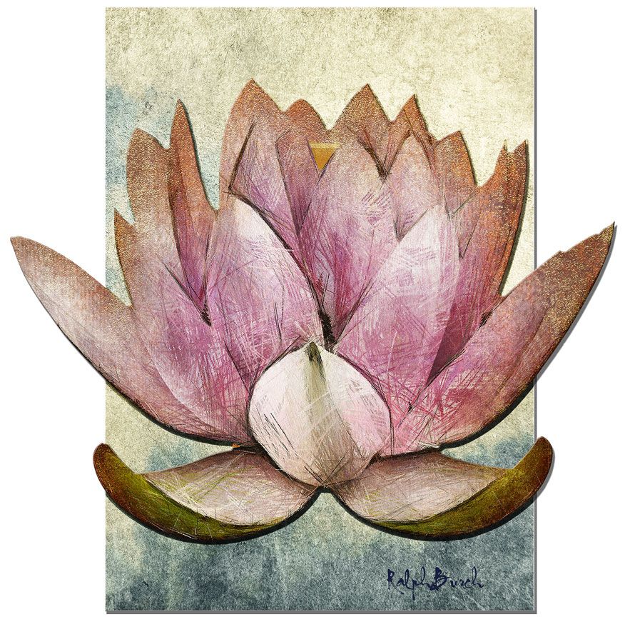 3D Pink Lotus Painting Vintage Sign