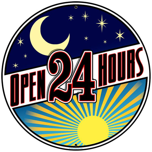 Open 24 Hours Vintage Sign