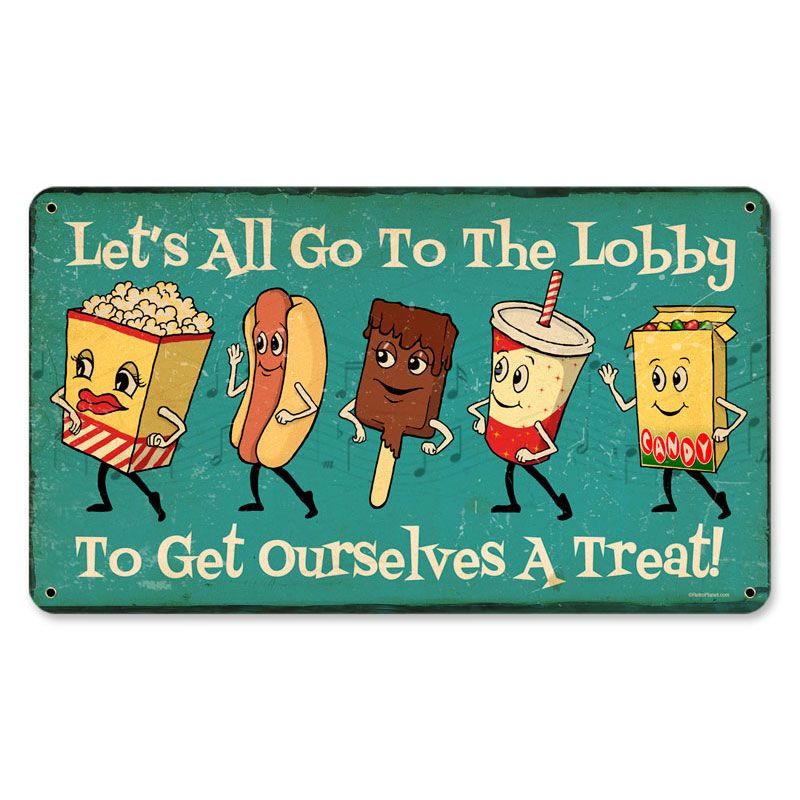 Snacks Go To Lobby Vintage Sign