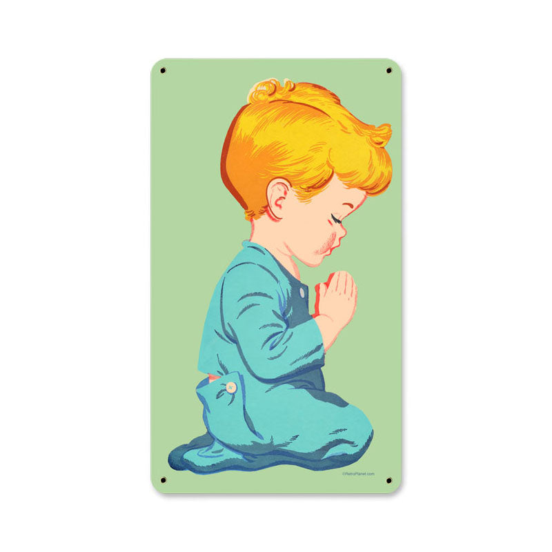 Praying Boy Vintage Sign