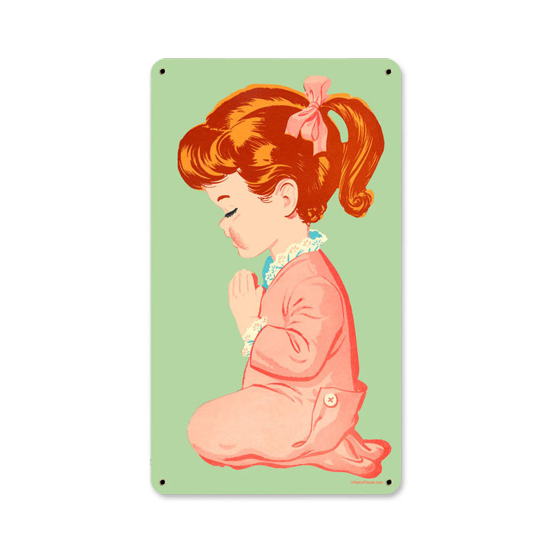 Praying Girl Vintage Sign