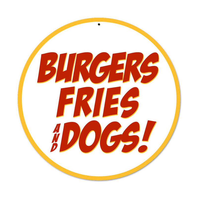 Burgers Fries Dogs Vintage Sign