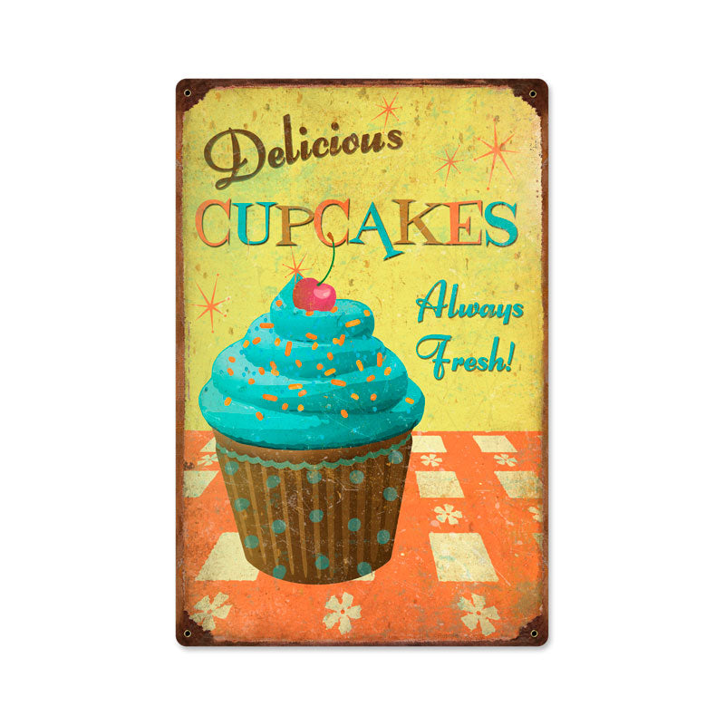 Cupcakes Delicious Vintage Sign