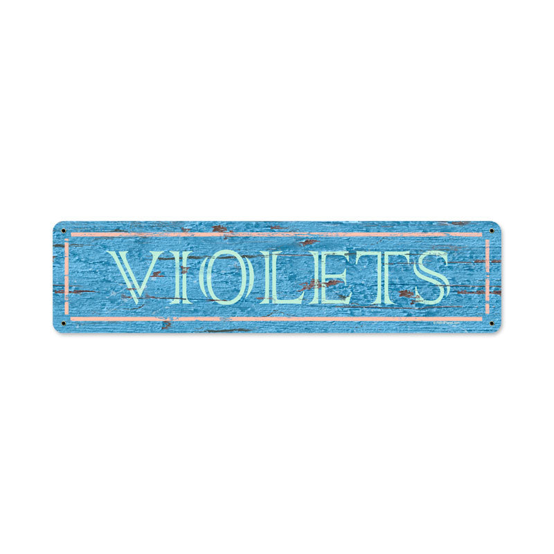 Blue Violets Vintage Sign