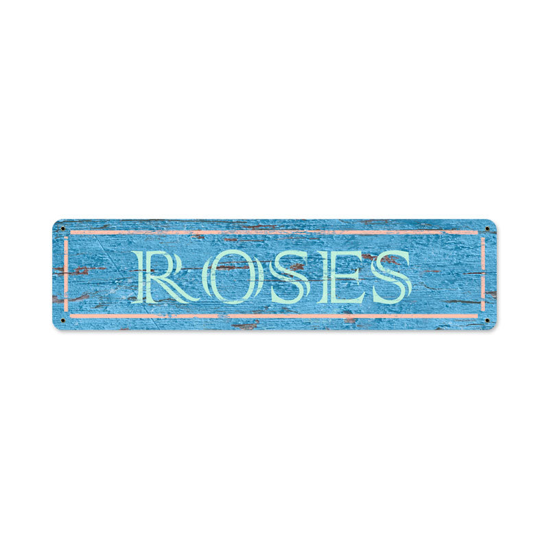 Blue Roses Vintage Sign