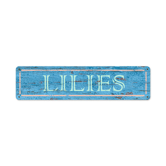 Blue Lillies Vintage Sign