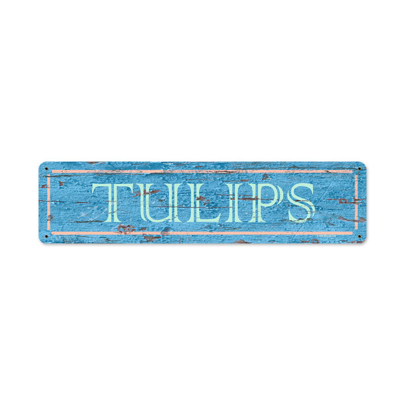 Blue Tulips Vintage Sign