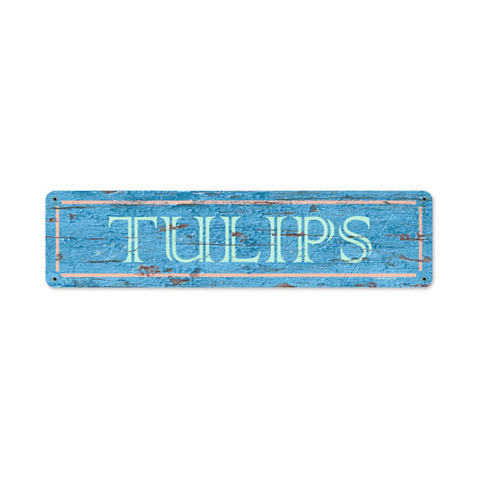 Blue Tulips Vintage Sign