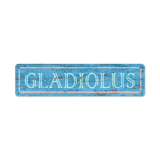 Blue Gladiolus Vintage Sign