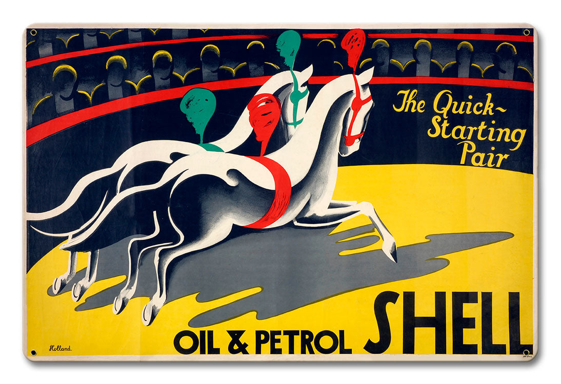 The Quick Starting Pair Shell Oil Circus Horses
