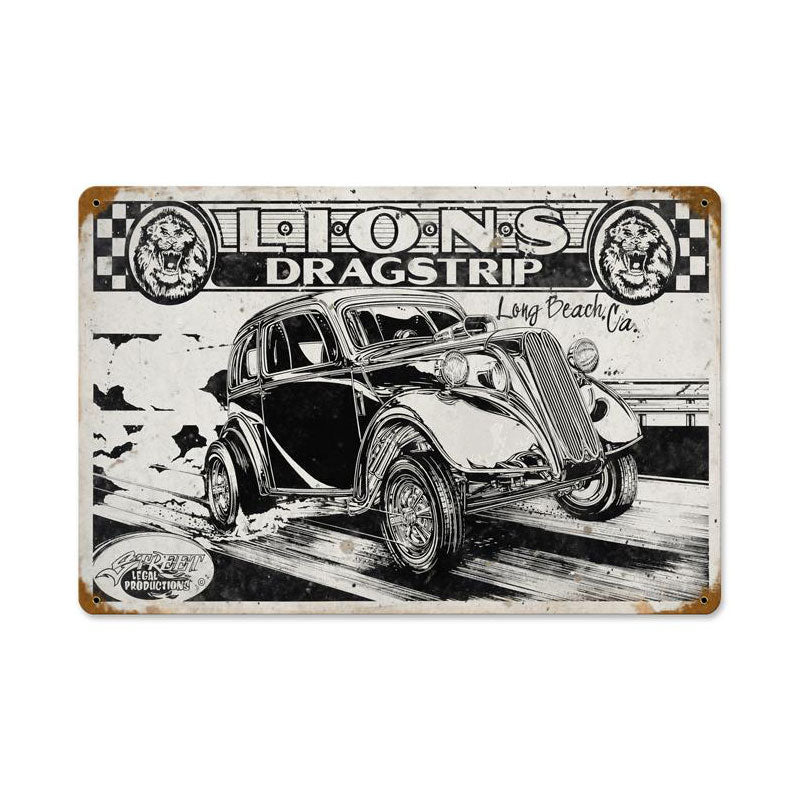 SLP004 - LIONS DRAG STRIP VINTAGE SIGN