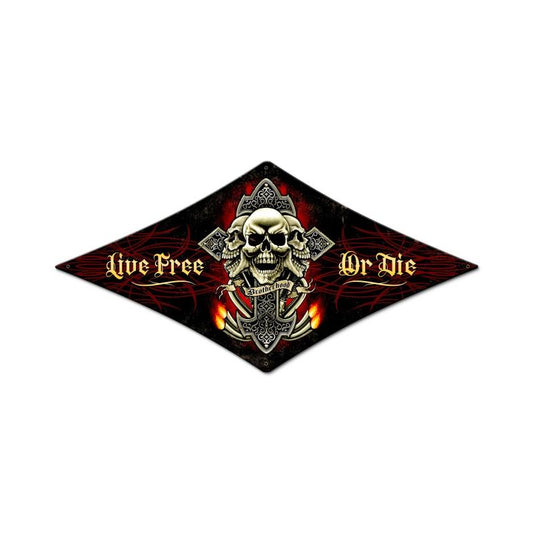 Live Free Skull Vintage Sign