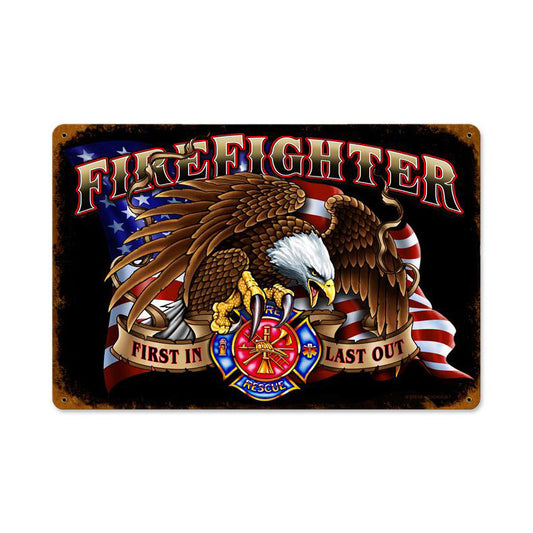 Firefighter Eagle Vintage Sign