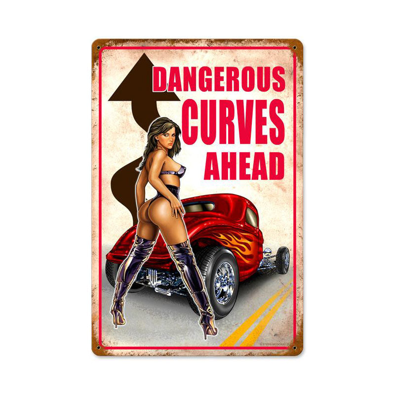 Dangerous Curves Vintage Sign