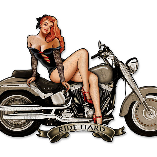 Motorcycle Girl Vintage Sign