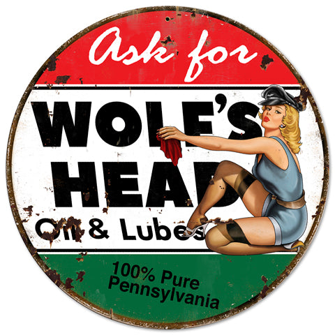 Wolf's Head Oil Vintage Sign