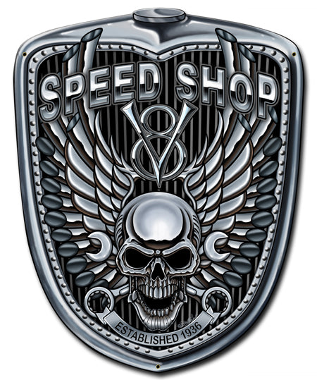 Grill Pipe Skull Vintage Sign