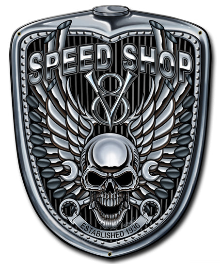 Grill Pipe Skull Vintage Sign