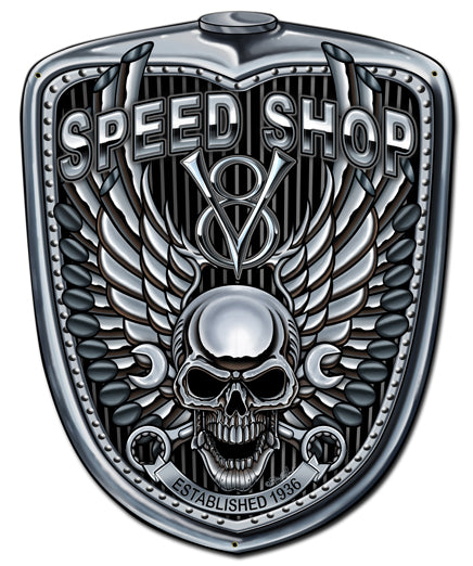 Grill Pipe Skull Vintage Sign