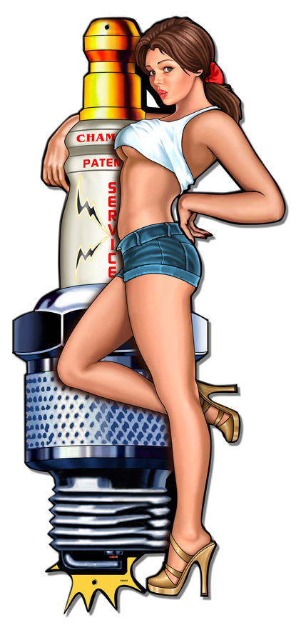 Spark Plug Girl Vintage Sign