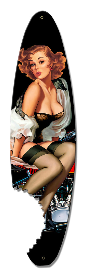 Pin Up Surfboard Vintage Sign