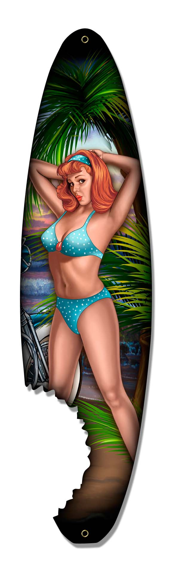 Pin Up Surfboard Vintage Sign