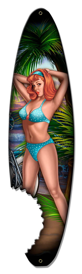 Pin Up Surfboard Vintage Sign