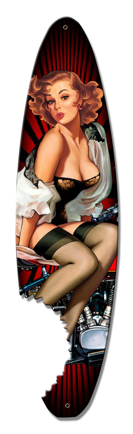 Pin Up Surfboard Vintage Sign