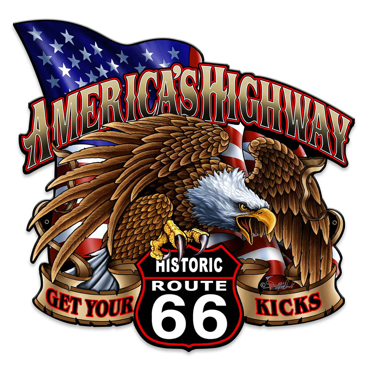 America's Highway Route 66 Vintage Sign